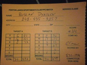 My Scores at PPC MATCH  •Fenton Lake Sportsman's Club•